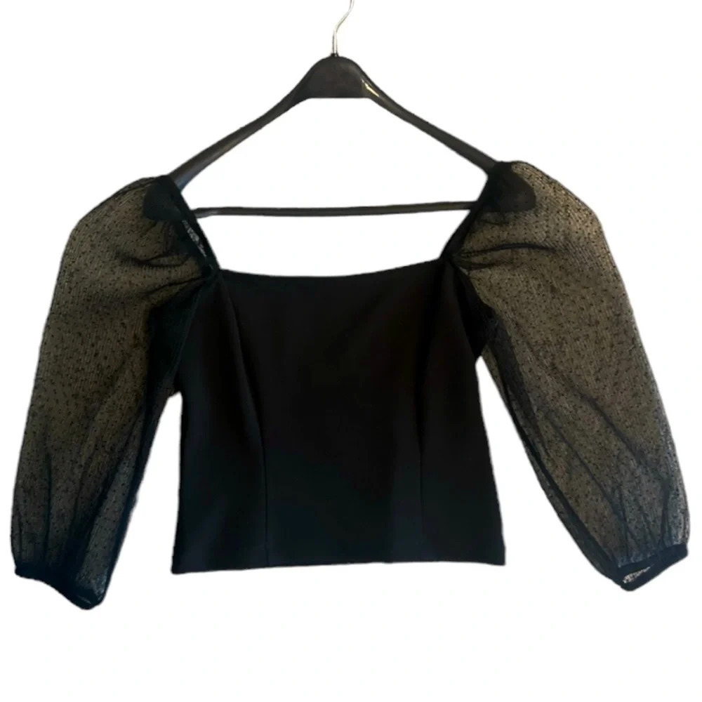 Socialite crop corset style with  shear puffy sleeves mint condition beautiful